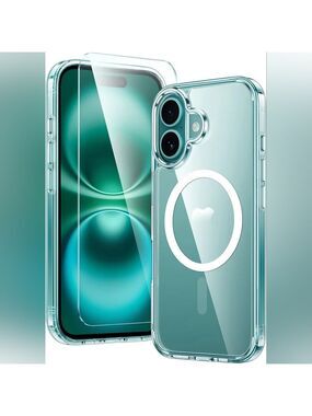 FNTCASE for iPhone 16 Case: Clear Magnetic Military Grade Drop Protection